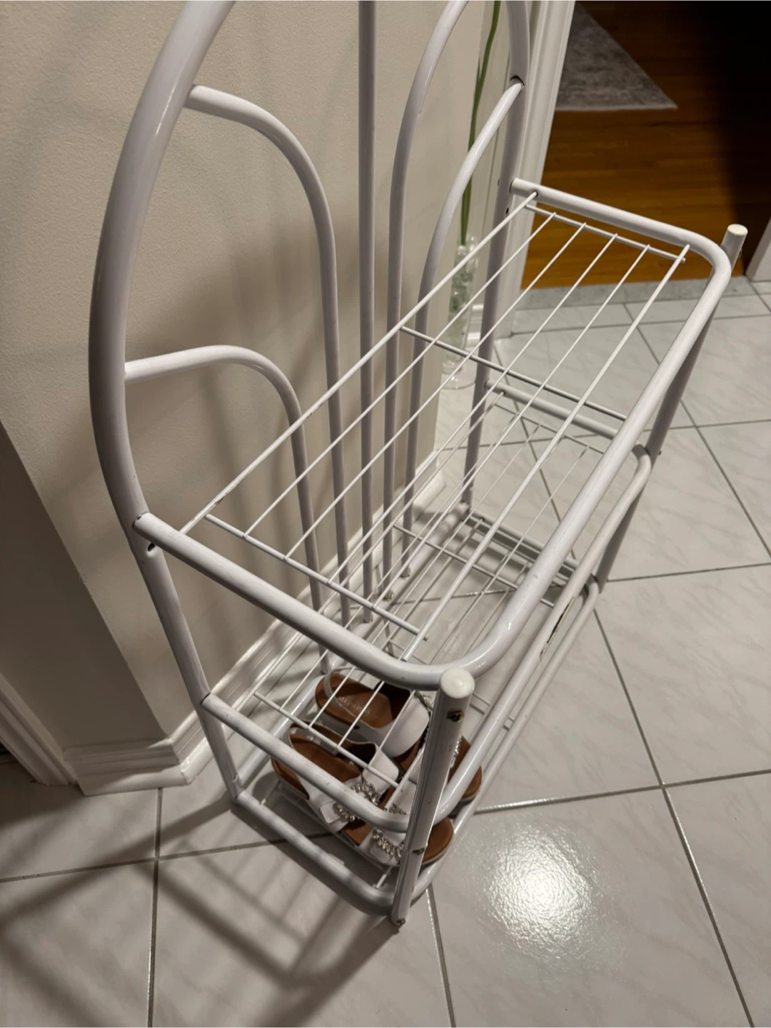 White Metal 3-Tier Shoe Rack / Shelf - photo 2