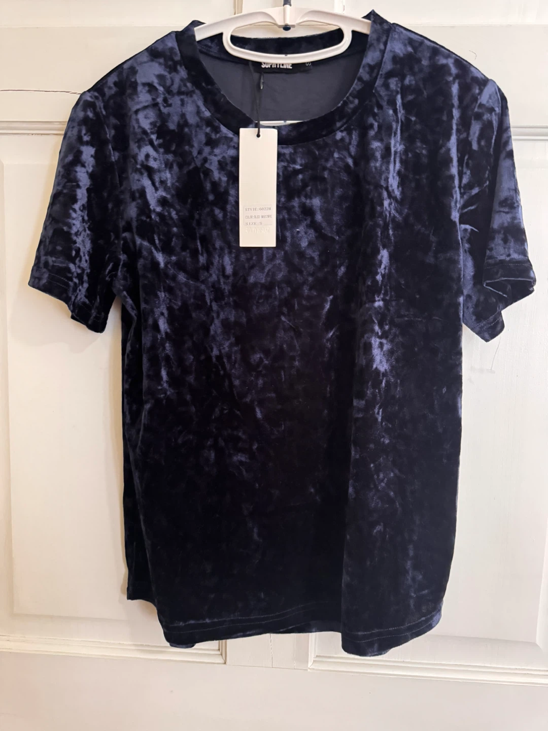 SOPHYLINE Velvet T-Shirt - Navy Blue - Size S - photo 2