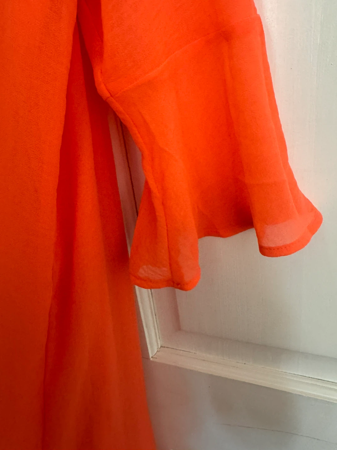 Tactica Orange Sheer Bell Sleeve Dress Size M - photo 5