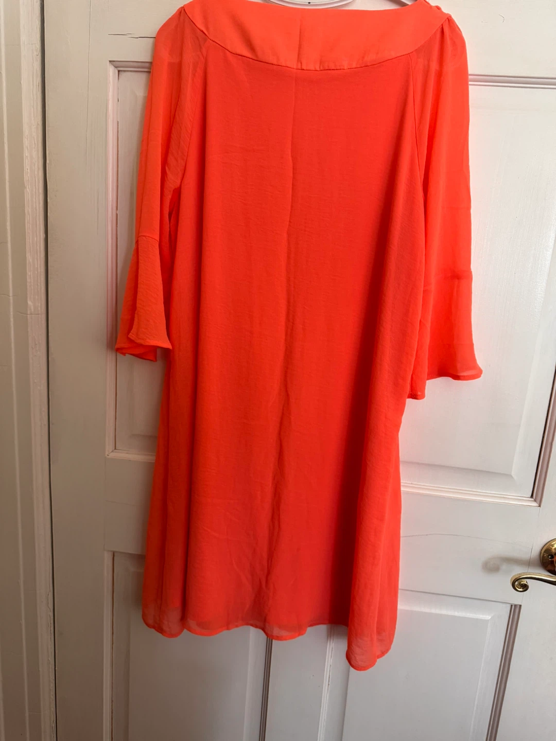 Tactica Orange Sheer Bell Sleeve Dress Size M - photo 4