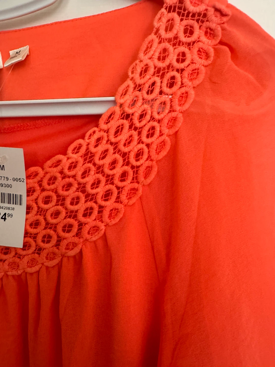 Tactica Orange Sheer Bell Sleeve Dress Size M - photo 3