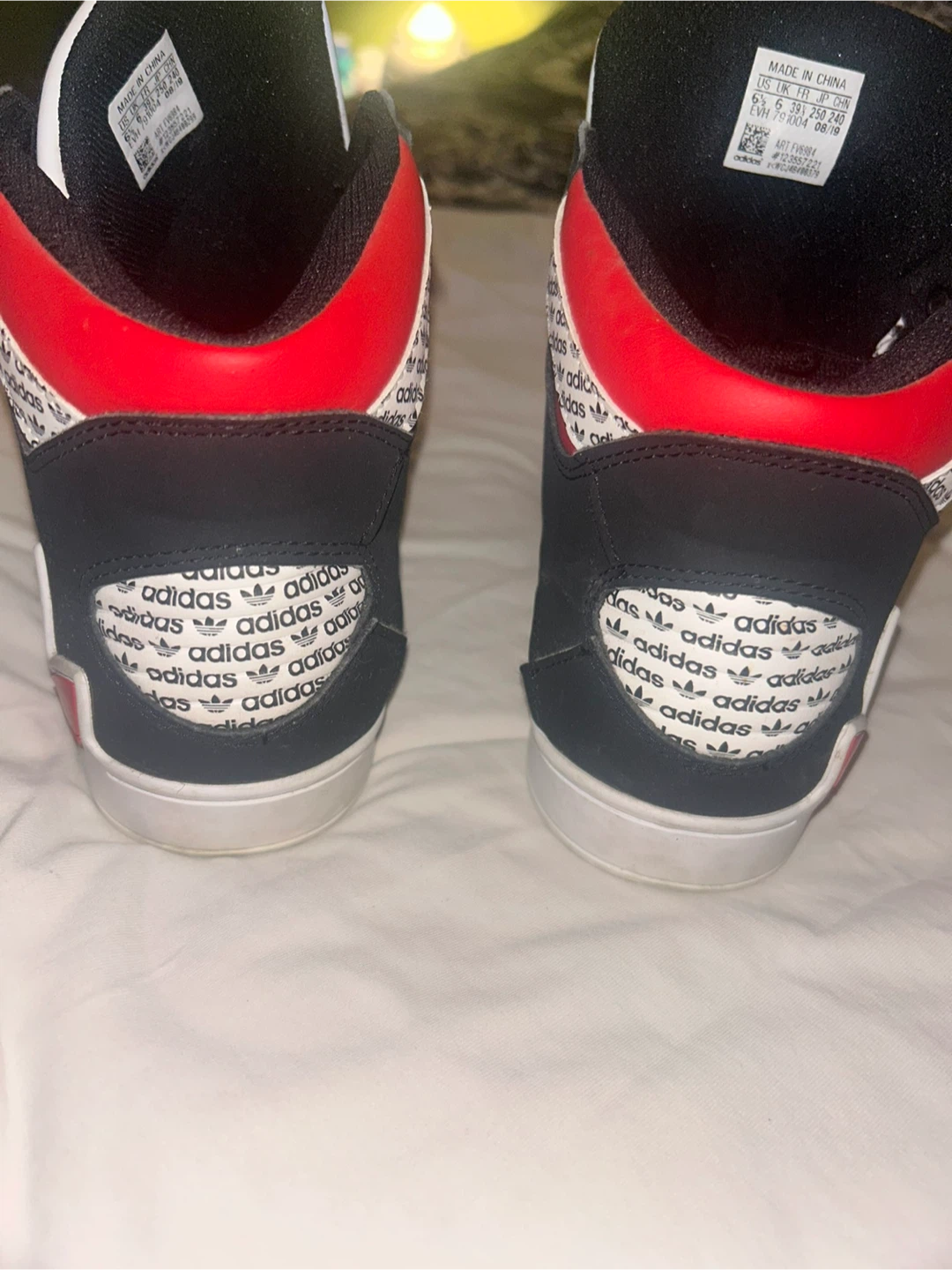 Adidas High Top Sneakers - Black, Red, White