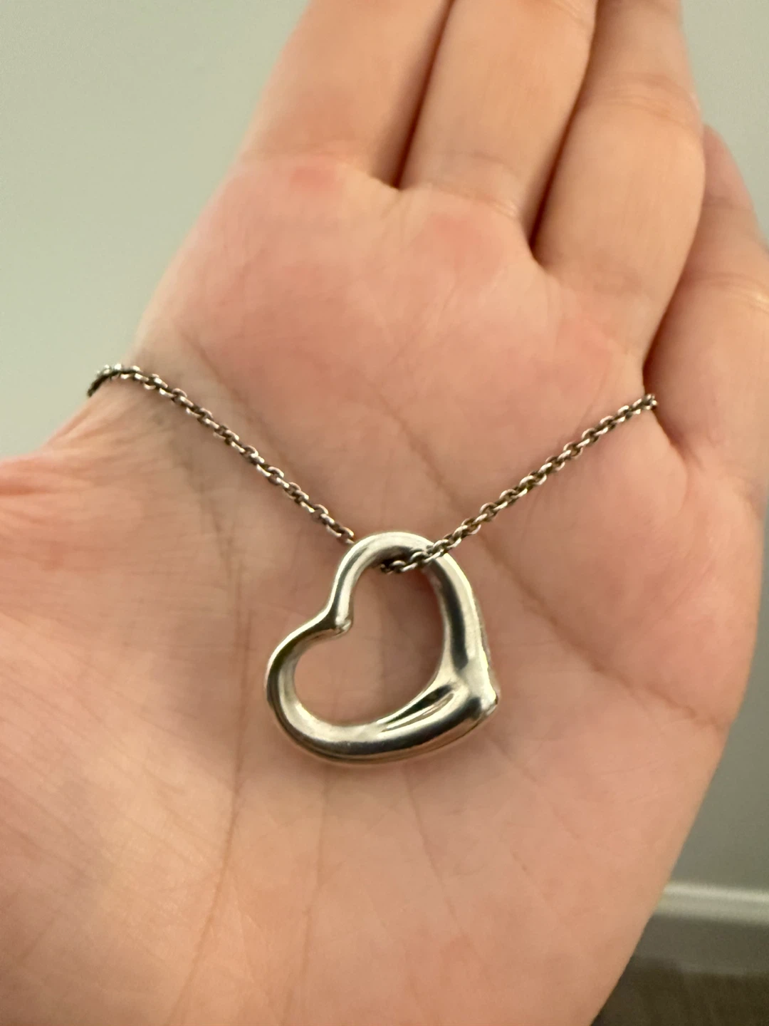 Tiffany & Co. Sterling Silver Open Heart Pendant Necklace