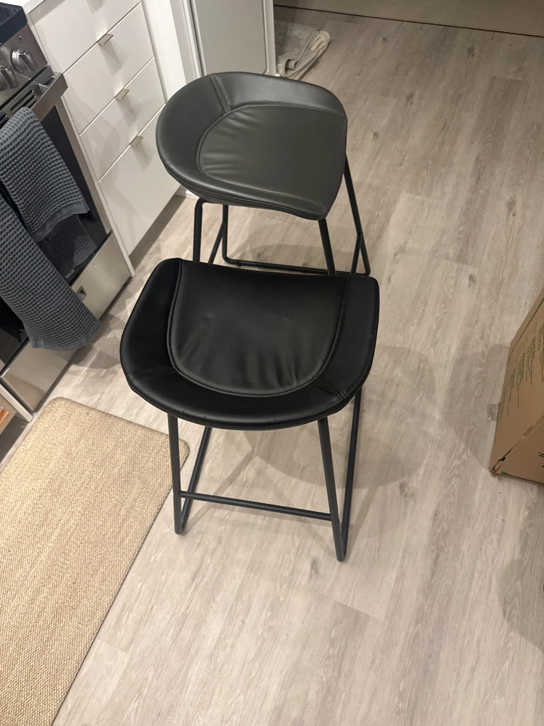 Set of 2 Black Faux Leather Bar Stools