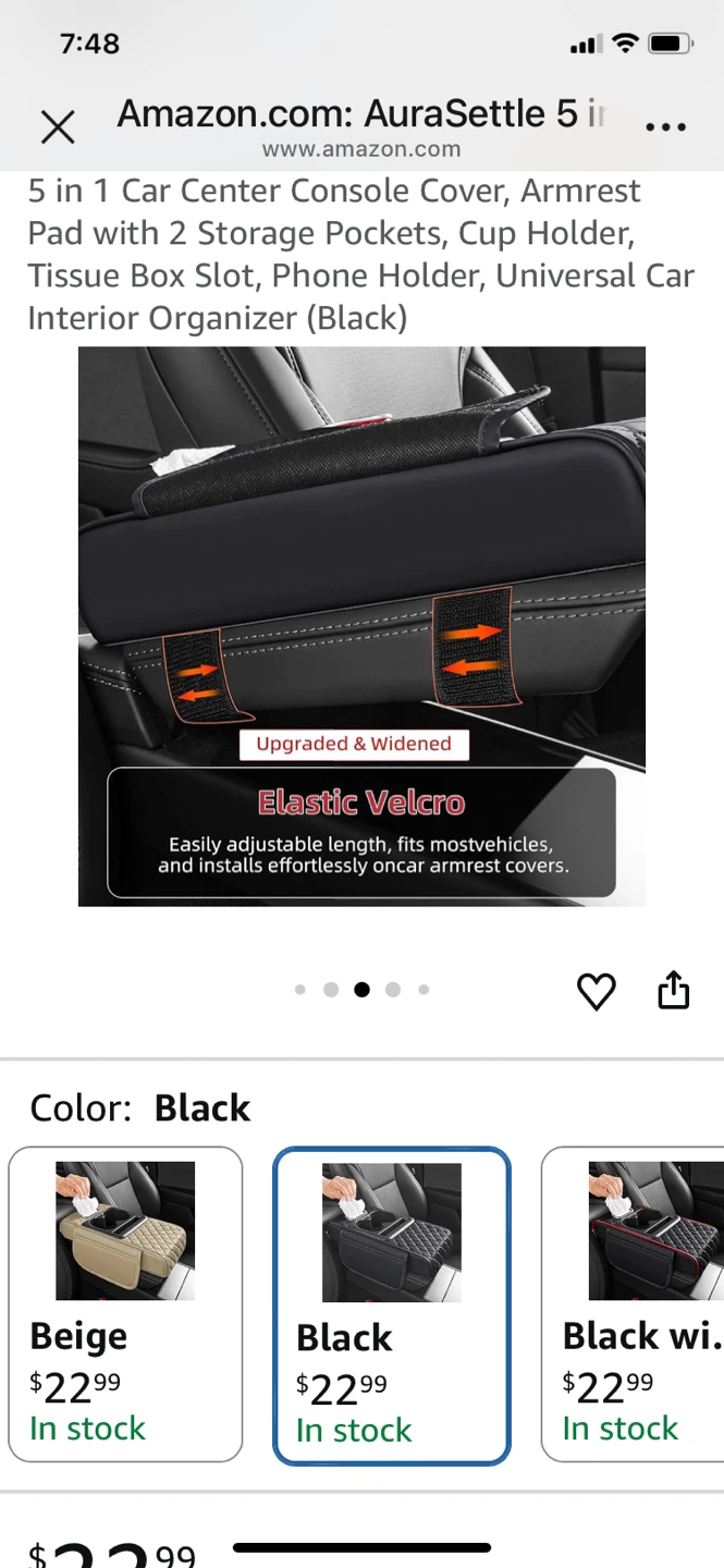 AuraSettle 5 in 1 Car Center Console Organizer Pad - Black - photo 4