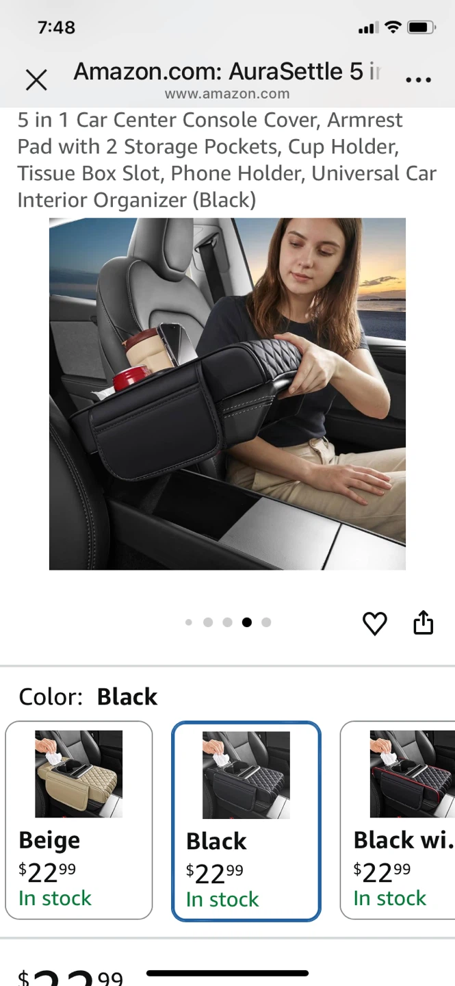 AuraSettle 5 in 1 Car Center Console Organizer Pad - Black - photo 2