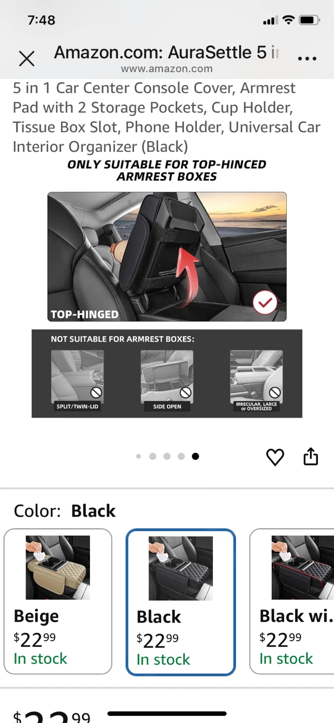 AuraSettle 5 in 1 Car Center Console Organizer Pad - Black