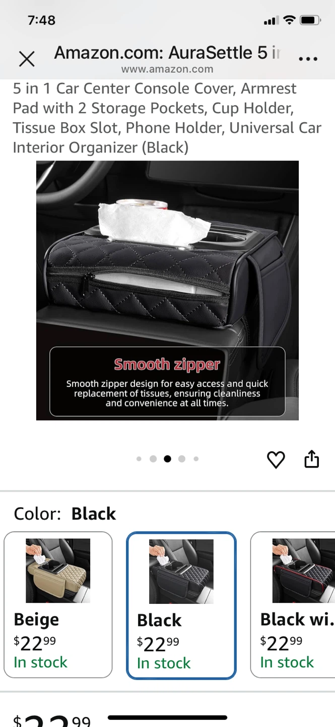 AuraSettle 5 in 1 Car Center Console Organizer Pad - Black - photo 5