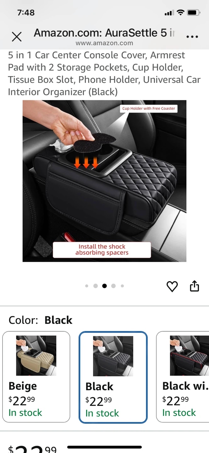 AuraSettle 5 in 1 Car Center Console Organizer Pad - Black - photo 3