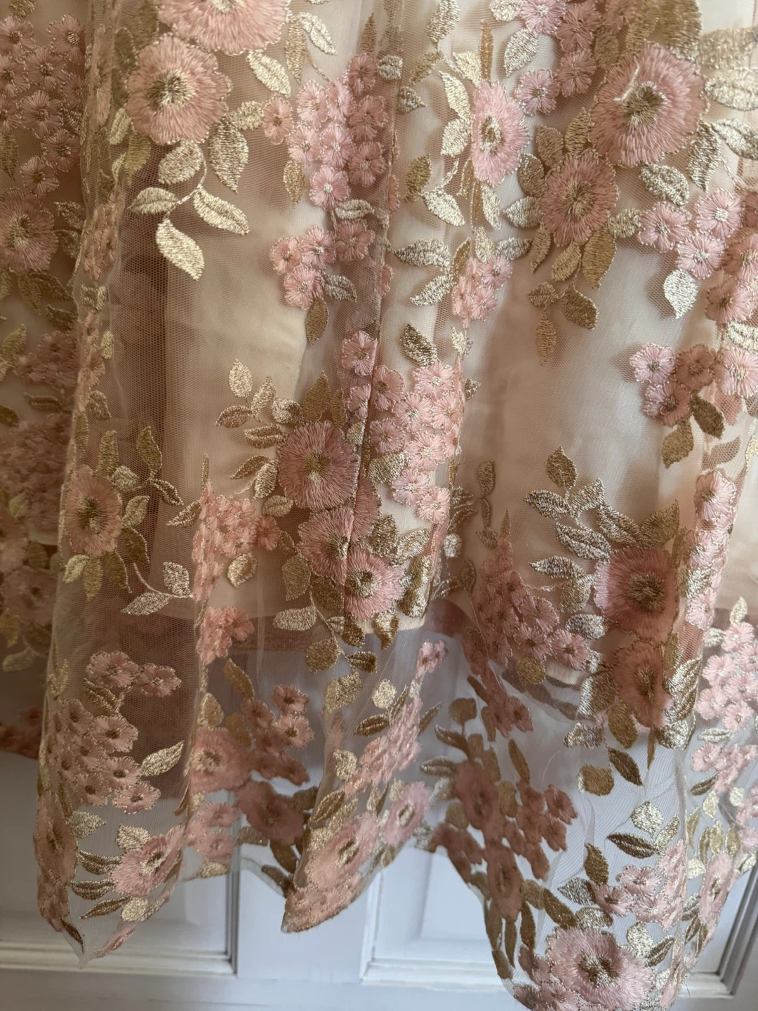 Girls Pink Floral Embroidered Dress - photo 5