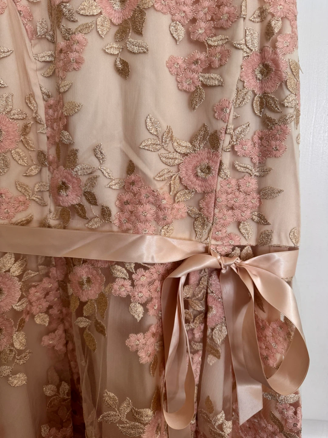 Girls Pink Floral Embroidered Dress