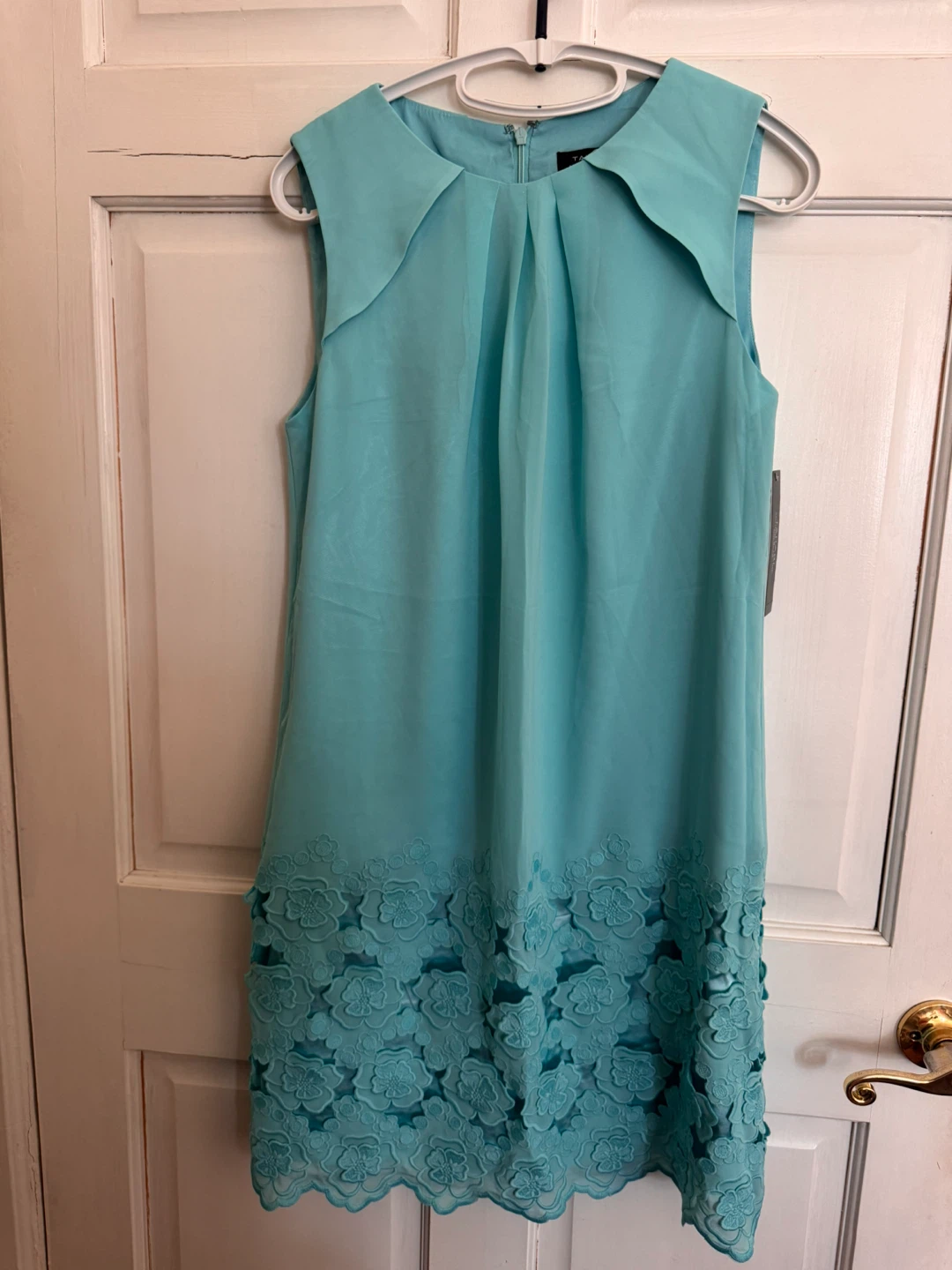 Nookie Beach Glass Blue Sleeveless Lace Trim Dress Size 6