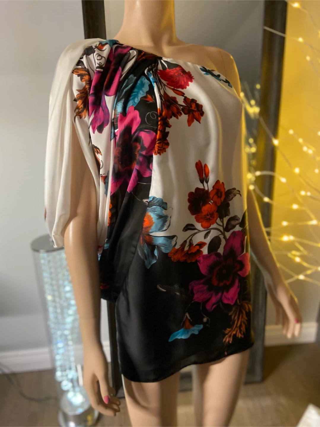 NWT: Aqua One-Shoulder Floral Print Mini Dress 0 - photo 4