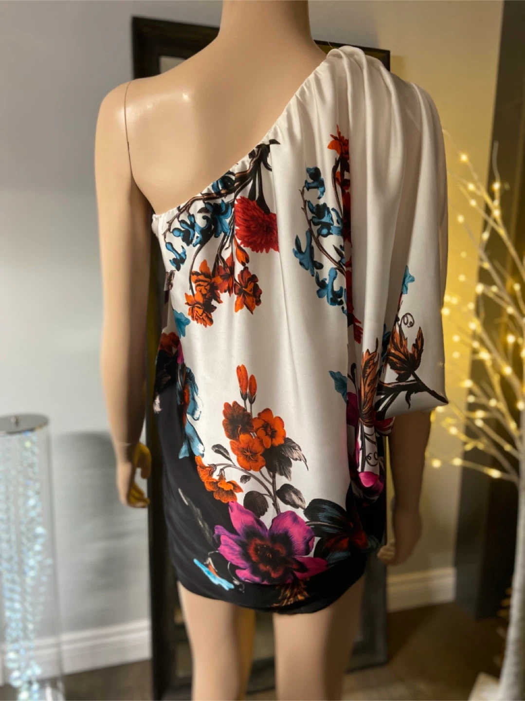 NWT: Aqua One-Shoulder Floral Print Mini Dress 0 - photo 3