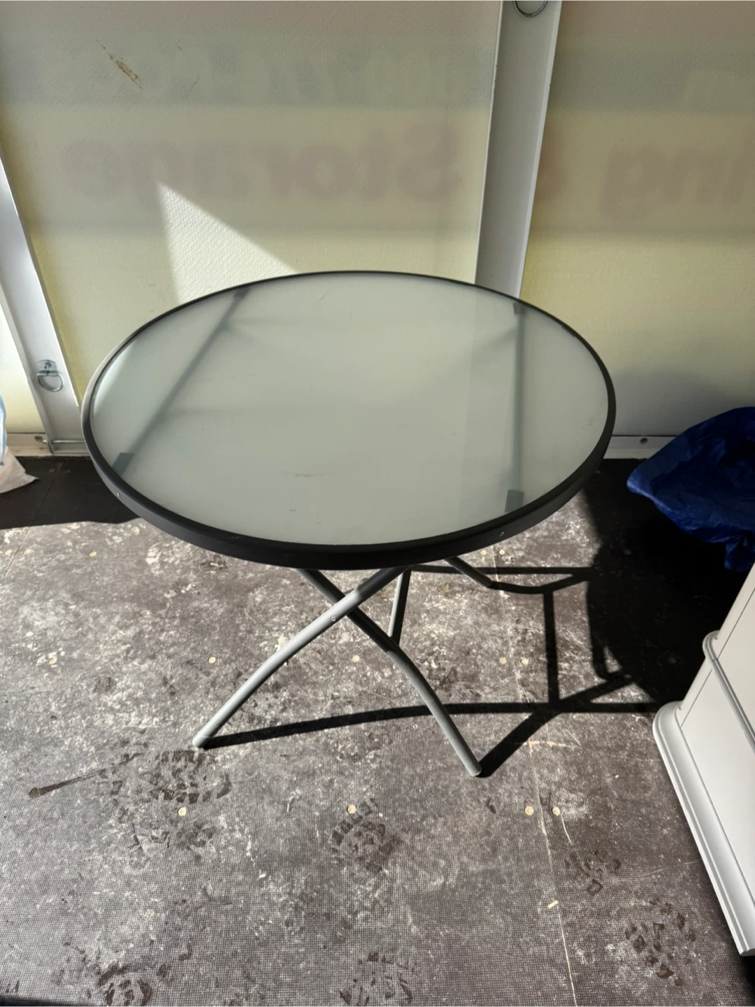 Round Glass Top Folding Table