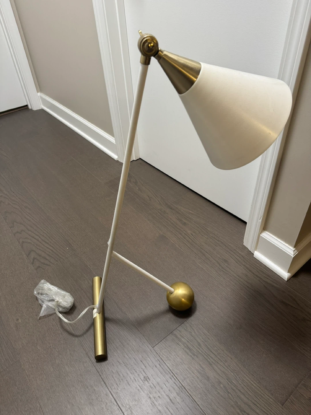Modern Cone Task Lamp - Off-White & Brass