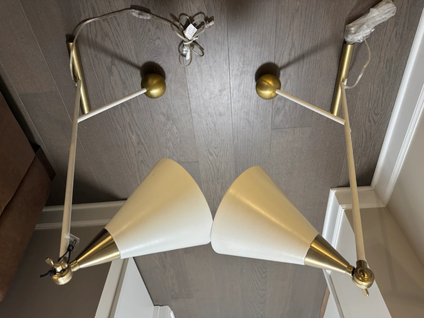 Modern Cone Task Lamp - Off-White & Brass - photo 2