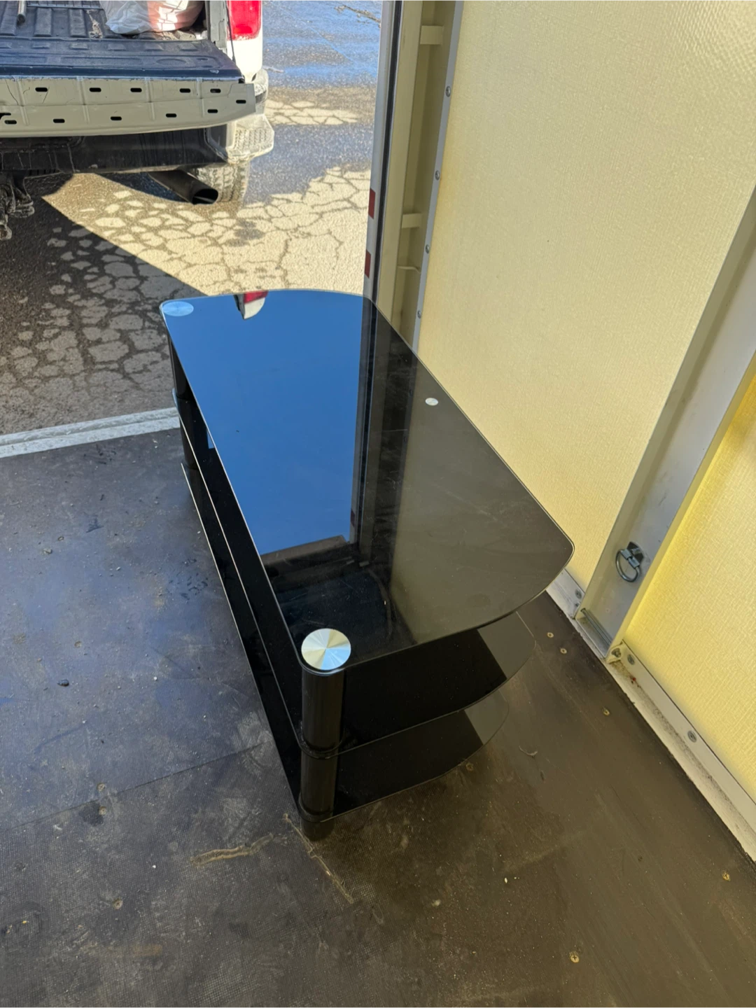 Black Glass 3-Tier Entertainment TV Stand - photo 2