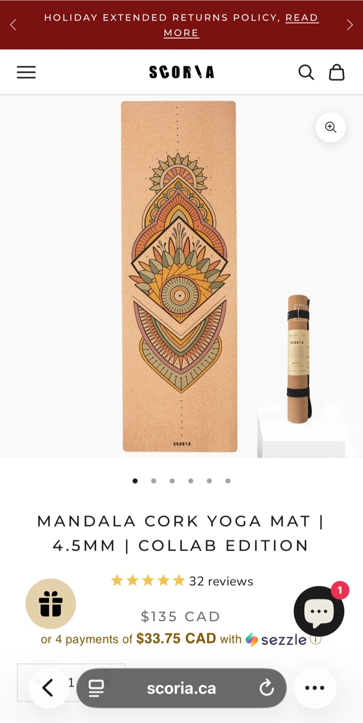 Scoria Mandala Cork Yoga Mat - photo 4