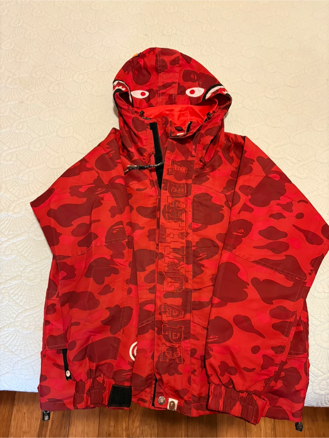A Bathing Ape Red Camo Shark Full Zip Hoodie Jacket
