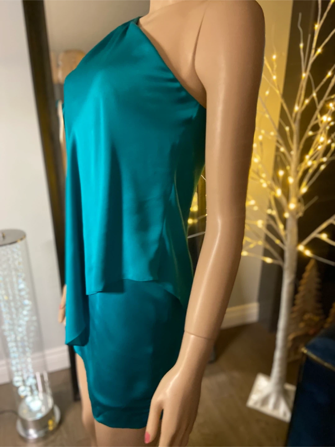 New w/ Defects: Aqua Teal One Shoulder Cocktail Dress 0 - photo 2
