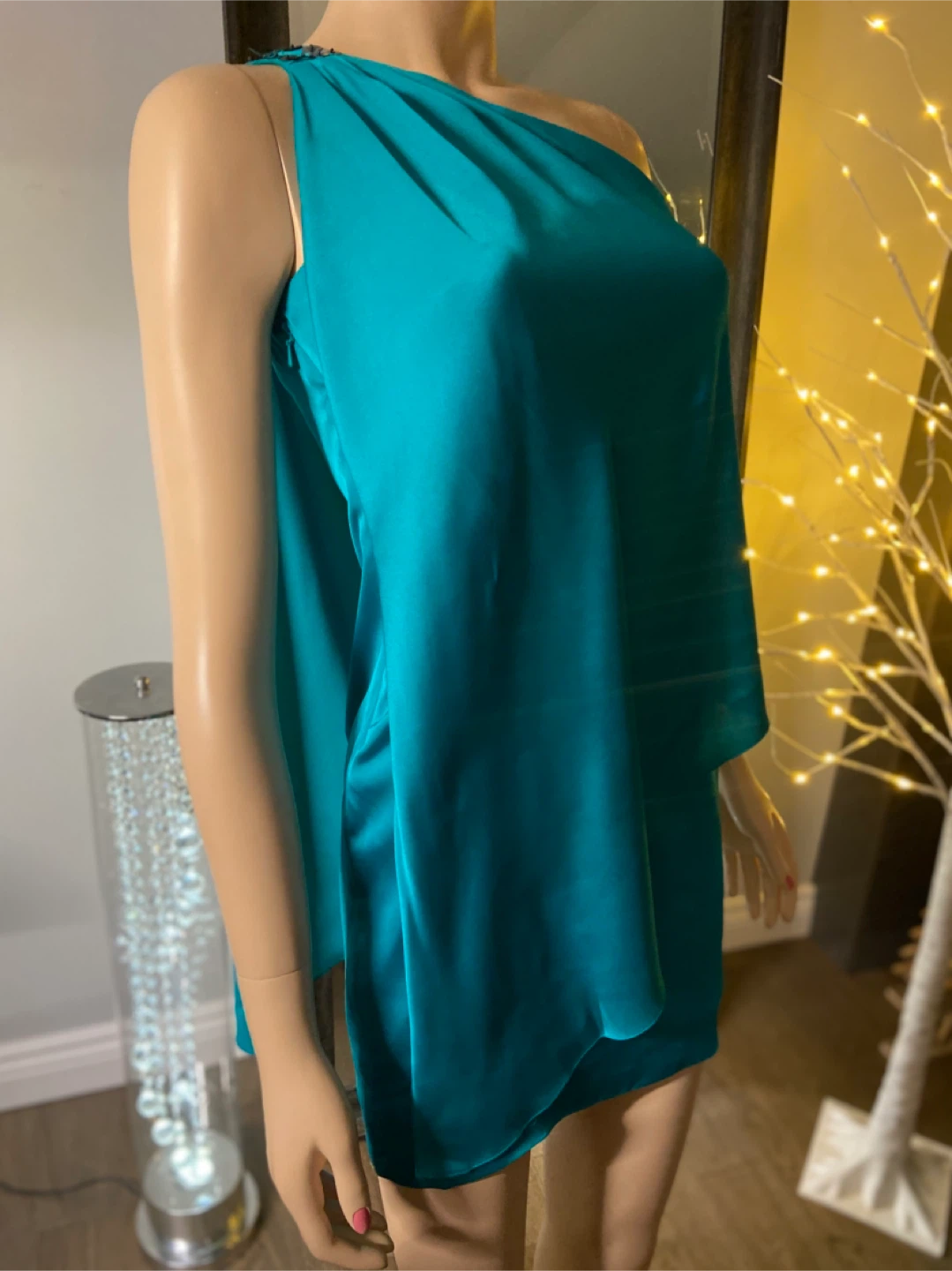 New w/ Defects: Aqua Teal One Shoulder Cocktail Dress 0 - photo 5