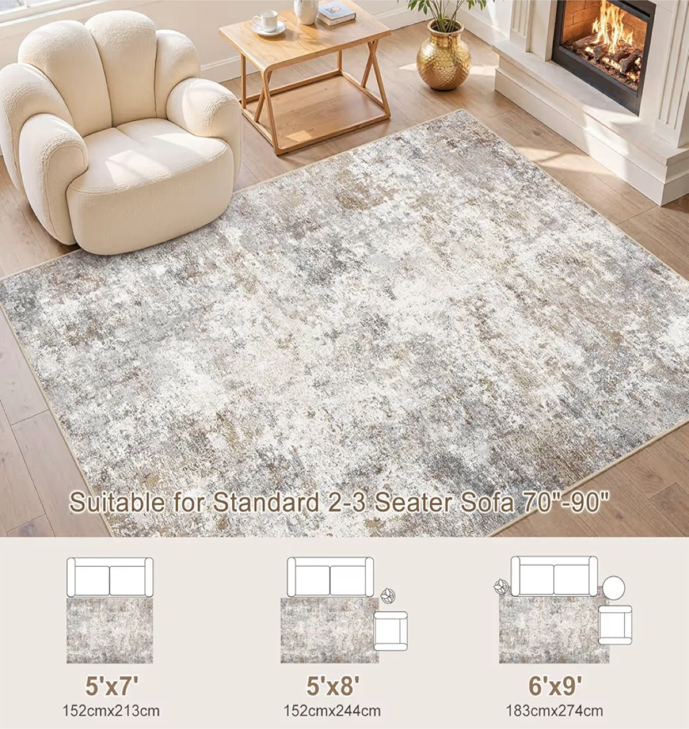 Distressed Abstract Area Rug 6x9 - photo 3