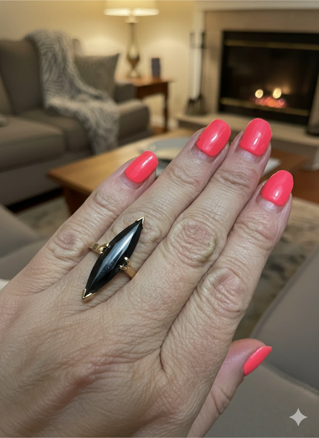 Gold Marquise Cut Black Alaskan Ring - photo 4