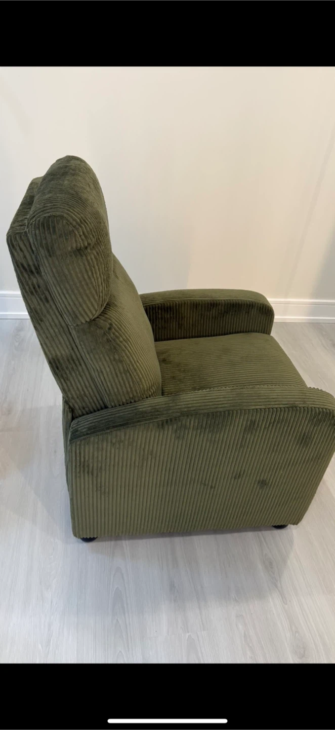 Dark Green Corduroy Recliner Chair - photo 2