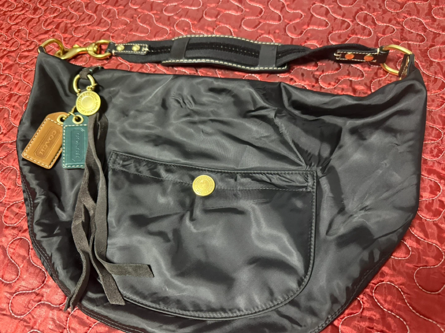 COACH Black Nylon Hobo Bag