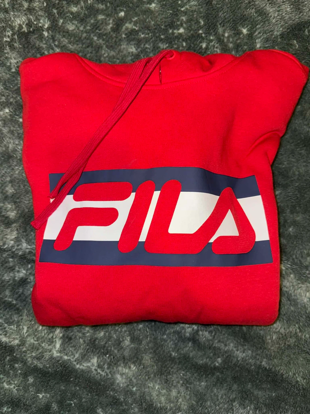Red Fila Hoodie and Velour Joggers Set
