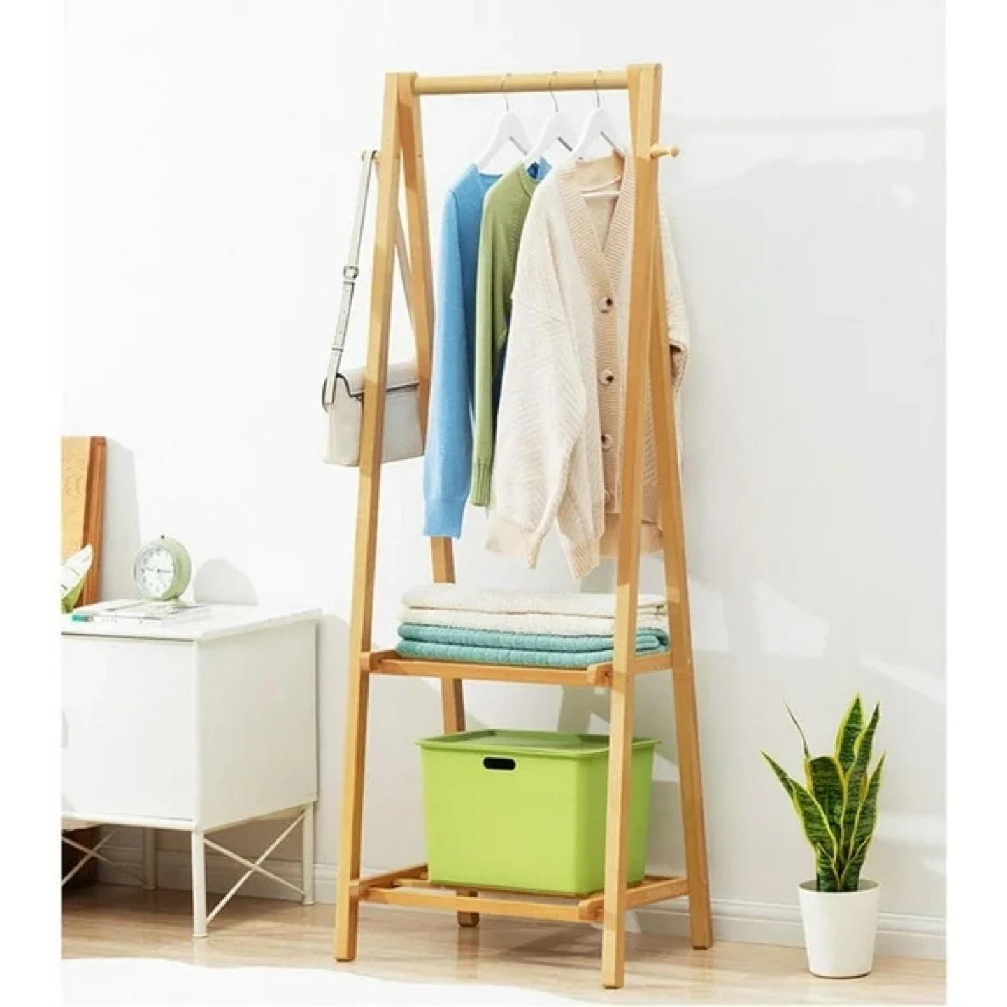 Bamboo Foldable Clothing Shelf 26 Inch