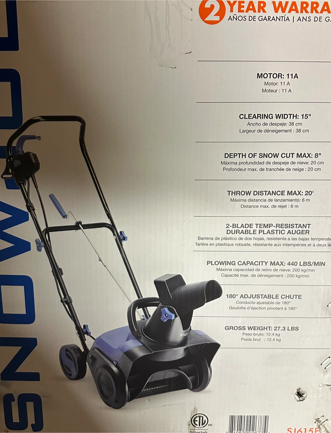 Snow Joe 11A 15" Electric Snow Thrower SJ615E - photo 2