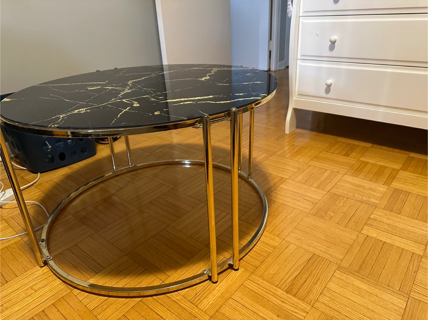 Round Black Center Table with Gold Base… moving sale - photo 4