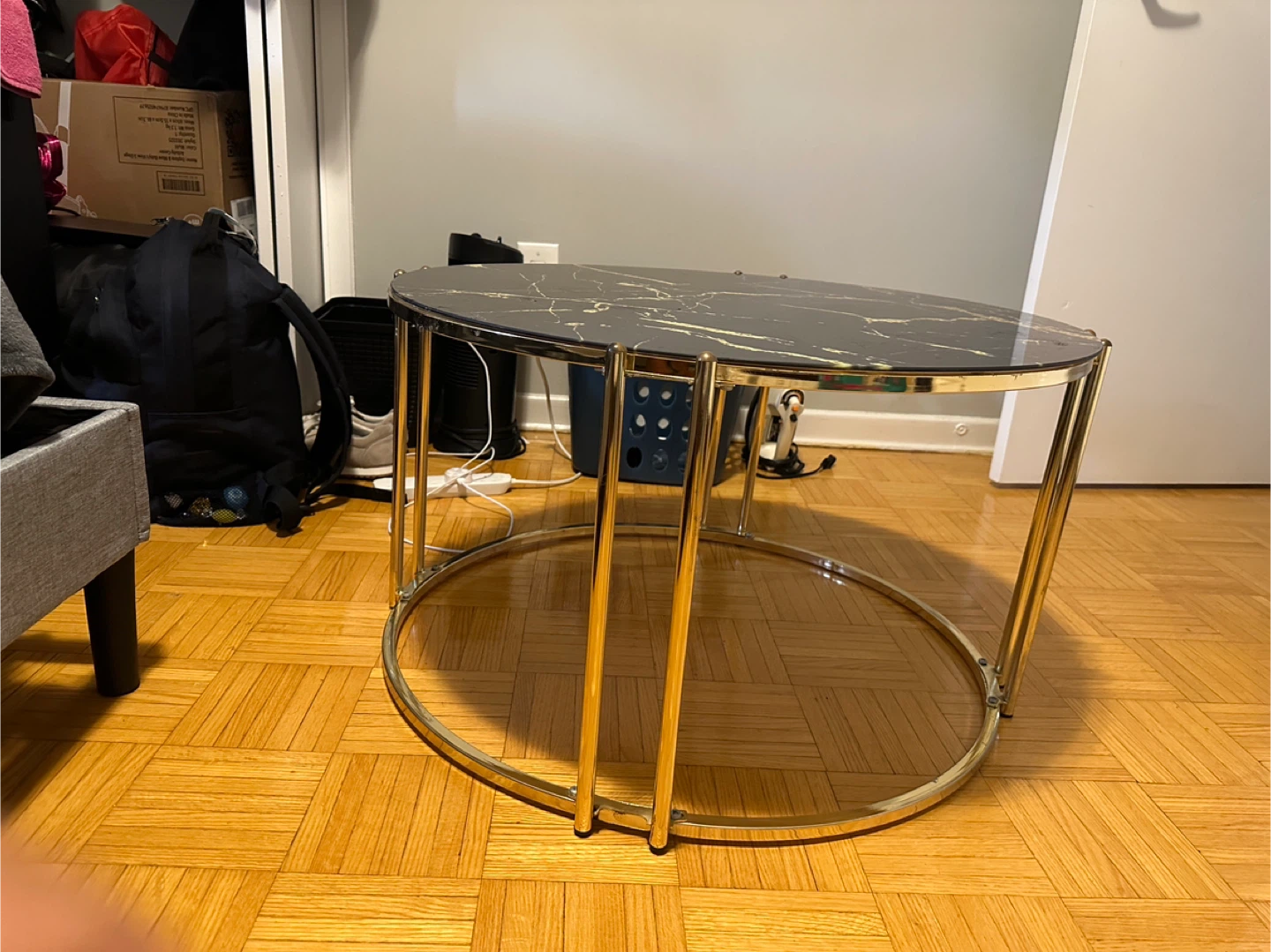 Round Black Center Table with Gold Base… moving sale - photo 2