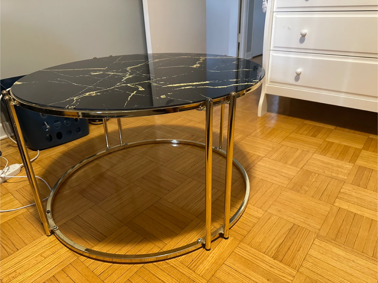 Round Black Center Table with Gold Base… moving sale - photo 3