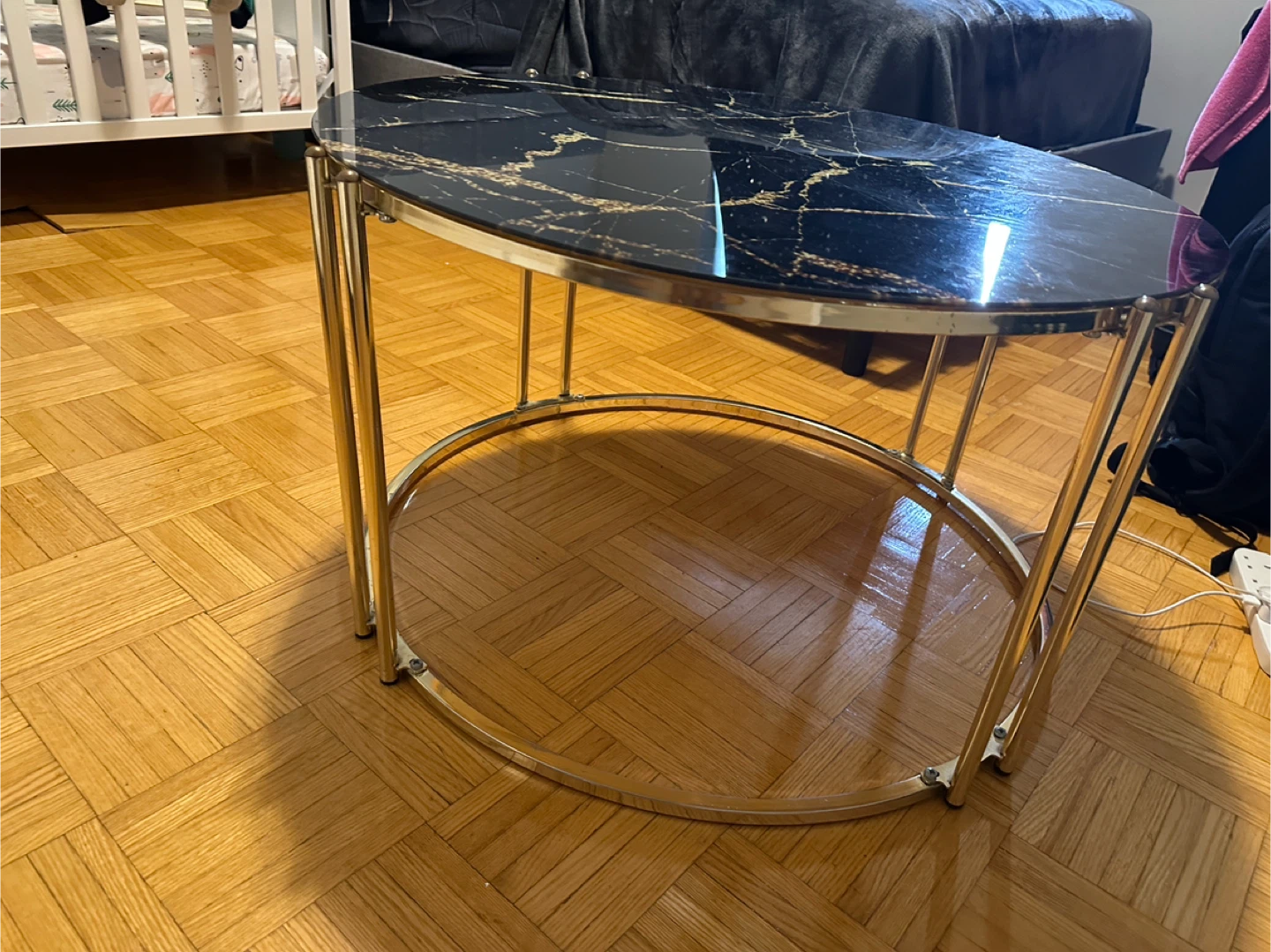 Round Black Center Table with Gold Base… moving sale - photo 5
