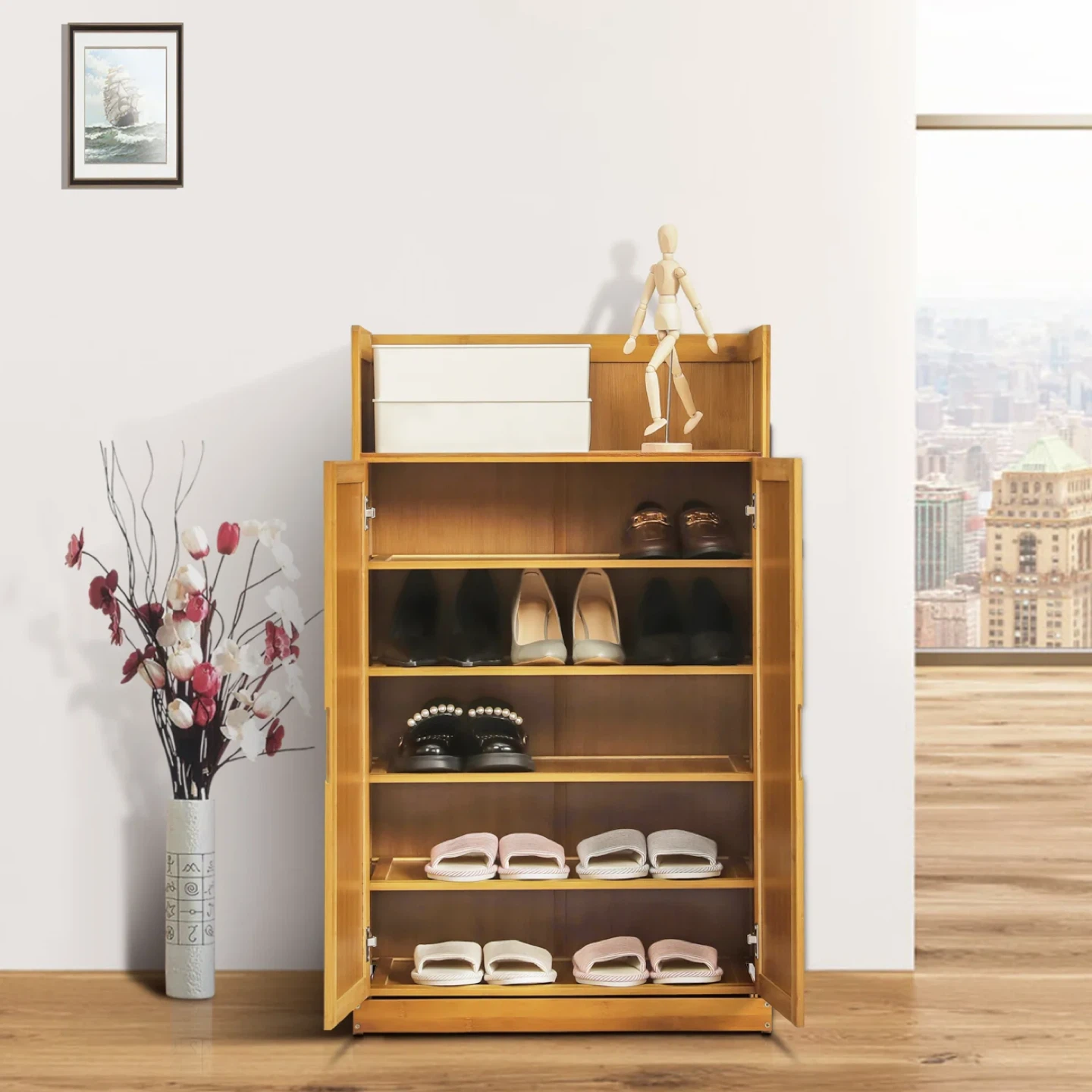 Bamboo Shoe Rack Cabinet - photo 2
