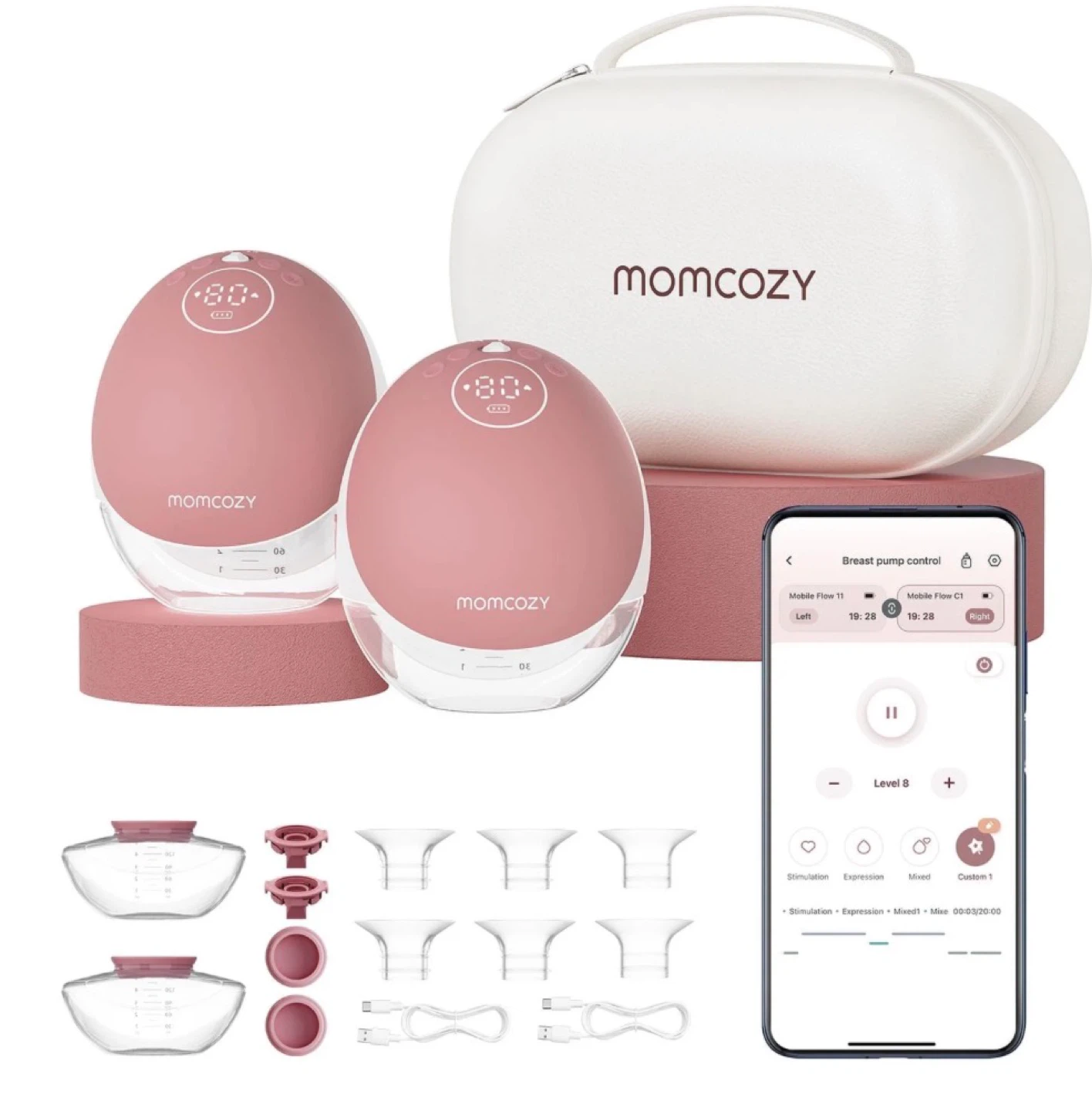 Momcozy Wearable Breast Pumps - Pink