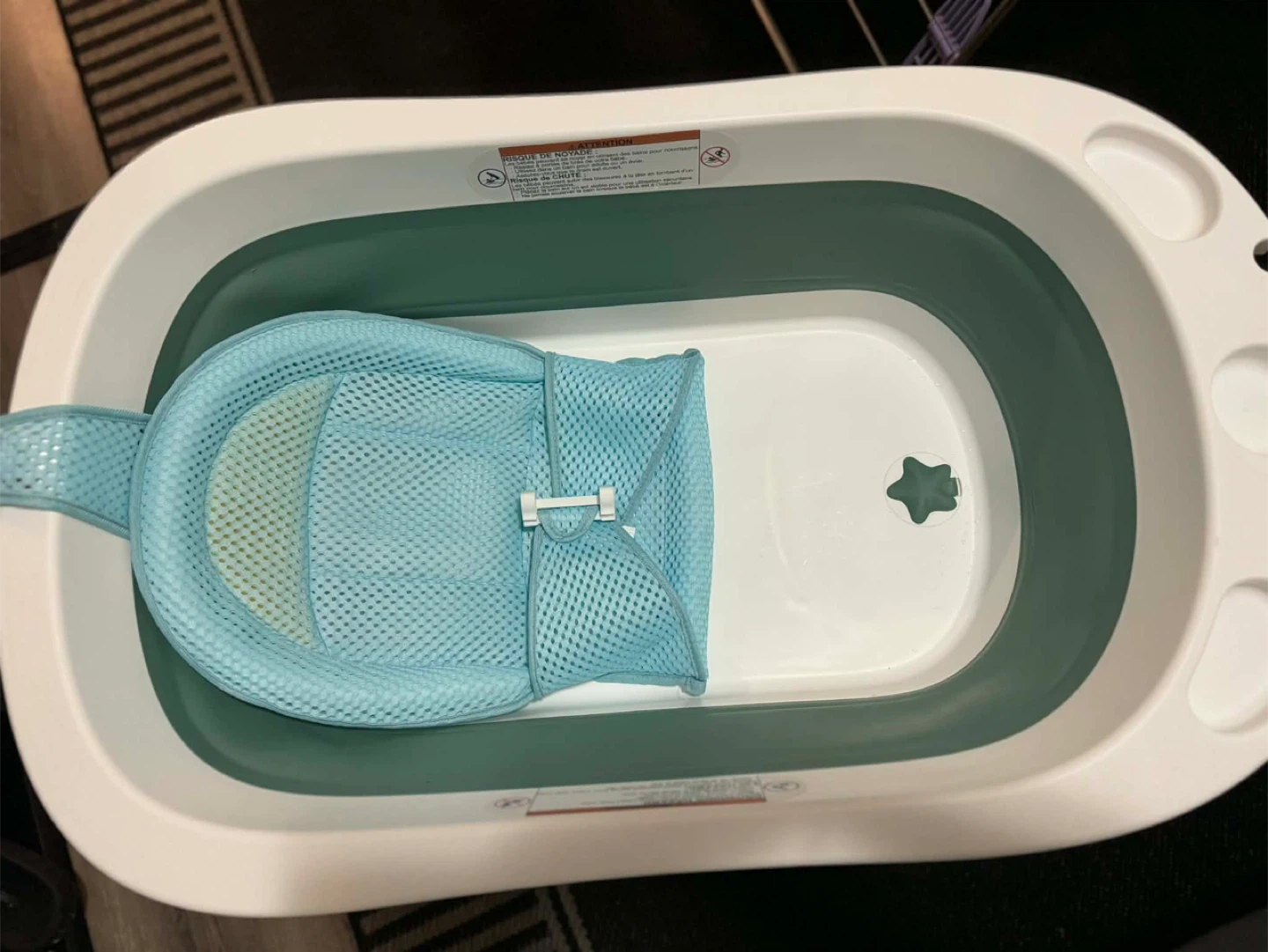 Collapsible Baby Bathtub with Blue Mesh Sling - photo 2