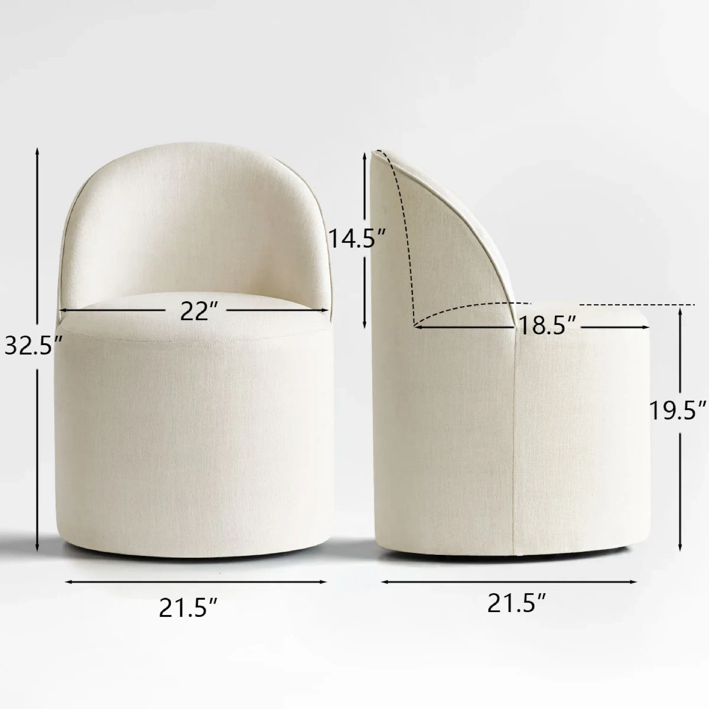 Cream Upholstered Swivel Dining Chair - photo 3