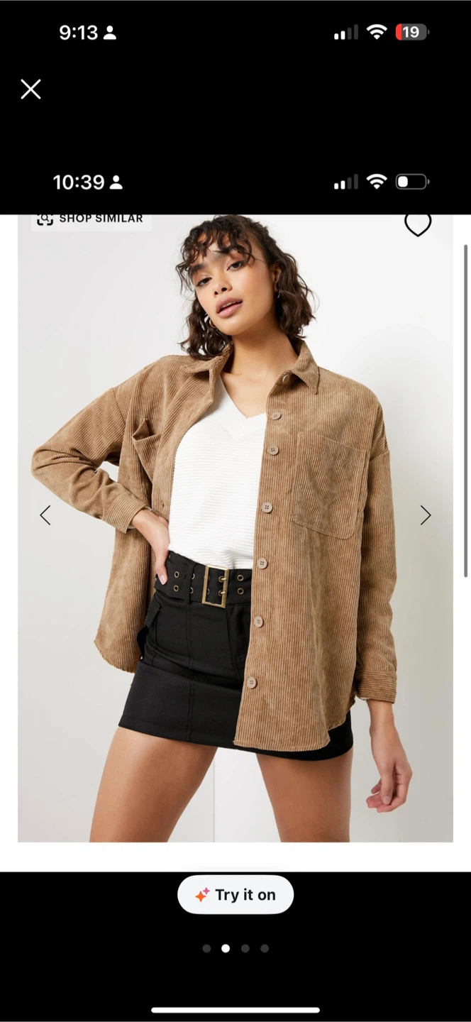 Corduroy Oversized Shirt - Size Small