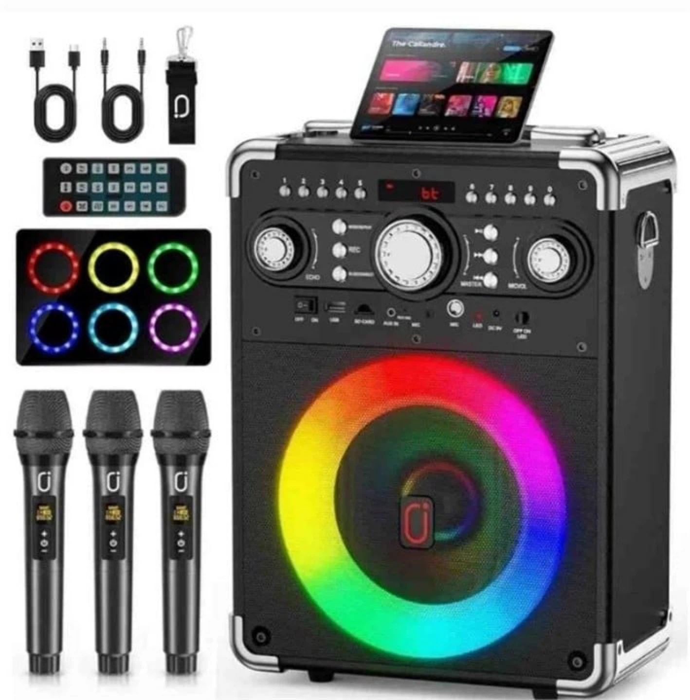 Karaoke Machine Speaker with 3 Microphones
