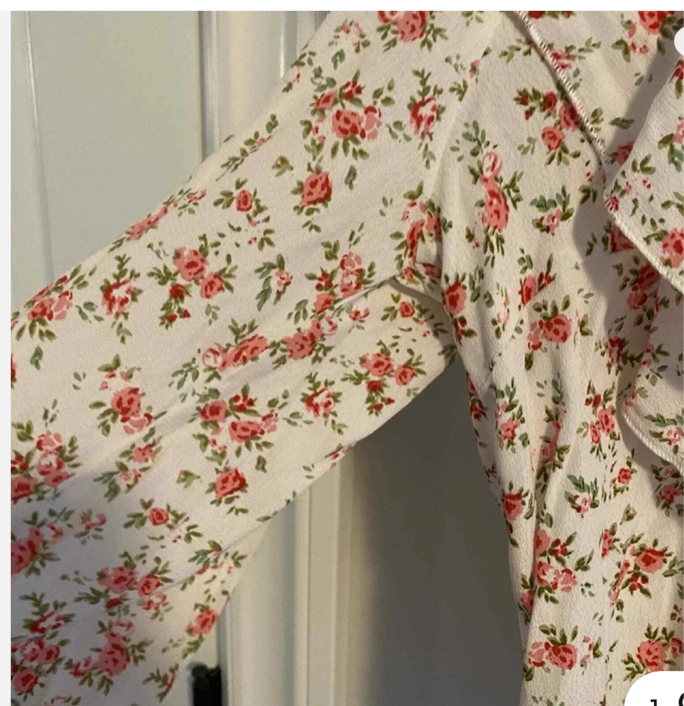 White Pink Floral Cropped Rayon Top - Boutique - Small - photo 3