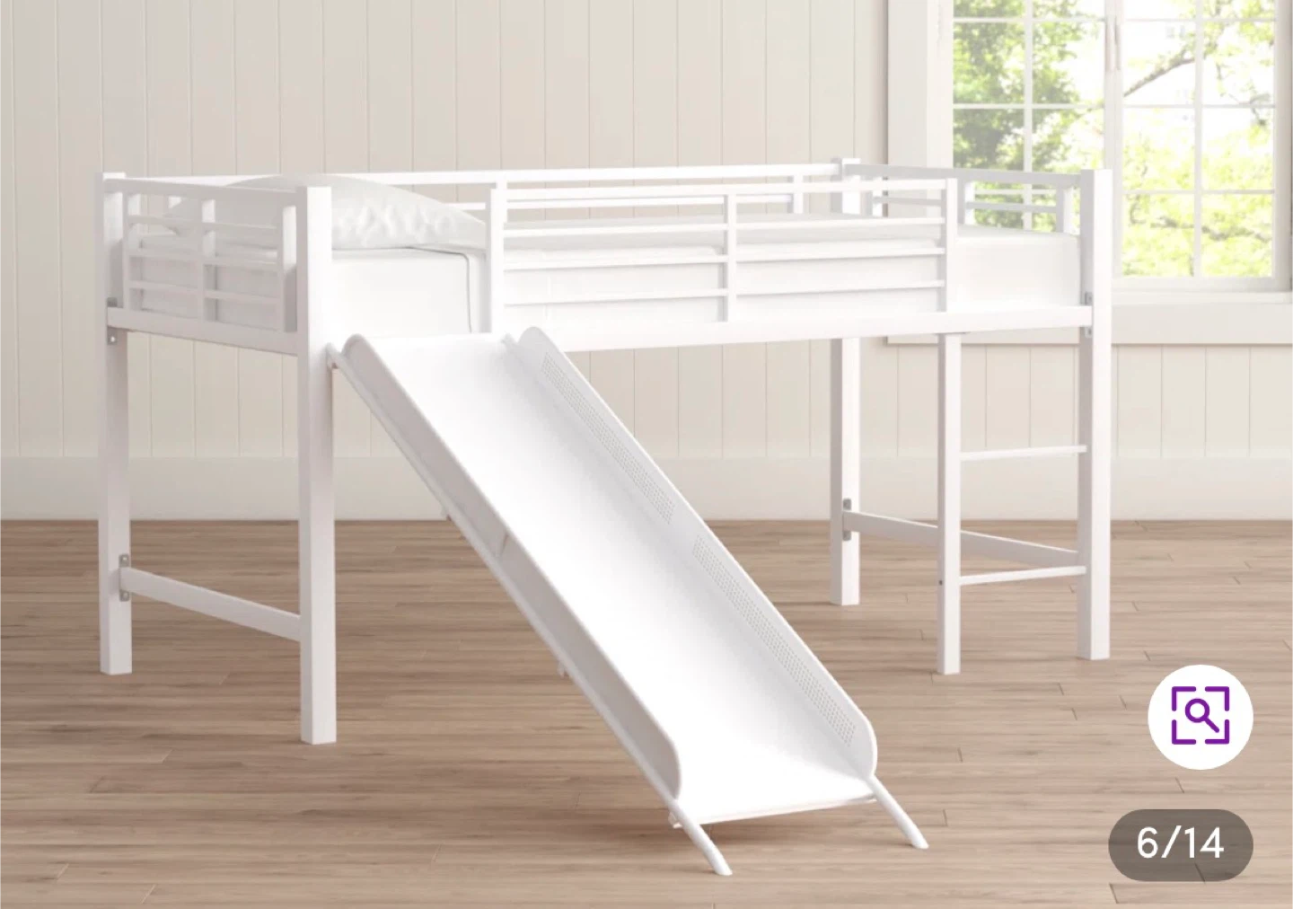 Eliud Kids Twin Loft Bed with Slide - White - photo 4