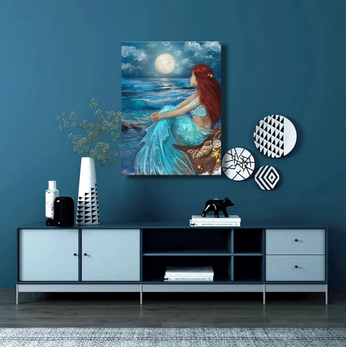 SDYA Aesthetic Mermaid Moon Night Canvas Print 24" x 36" - photo 4