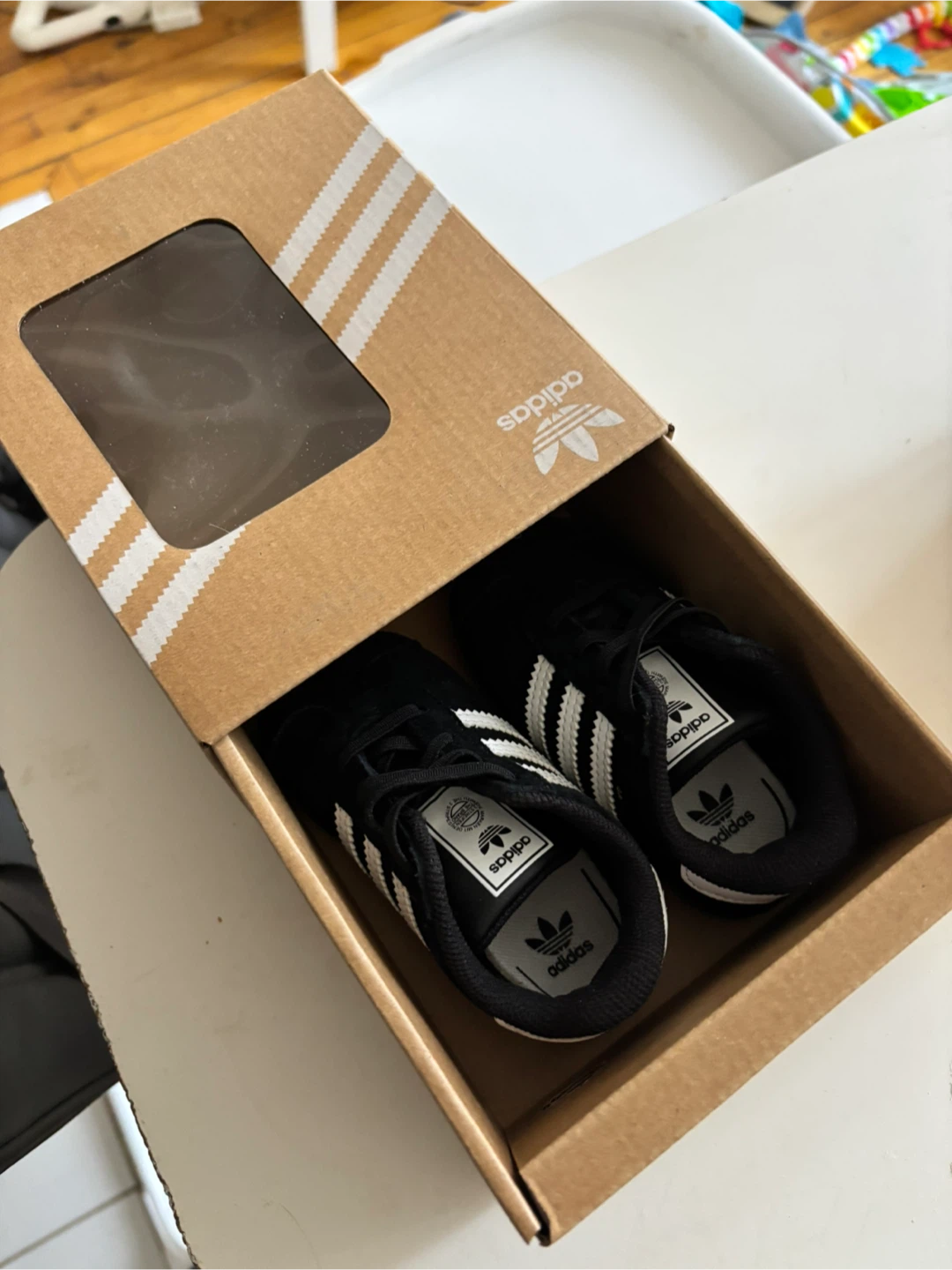 Adidas Gazelle Crib Shoes - Black/White