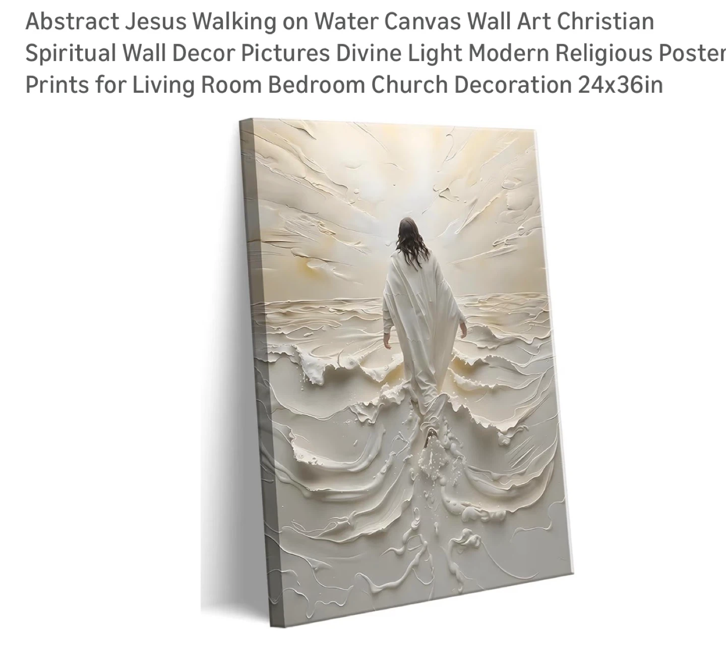 Abstract Jesus Walking on Water Canvas Wall Art 36"x24" - photo 4