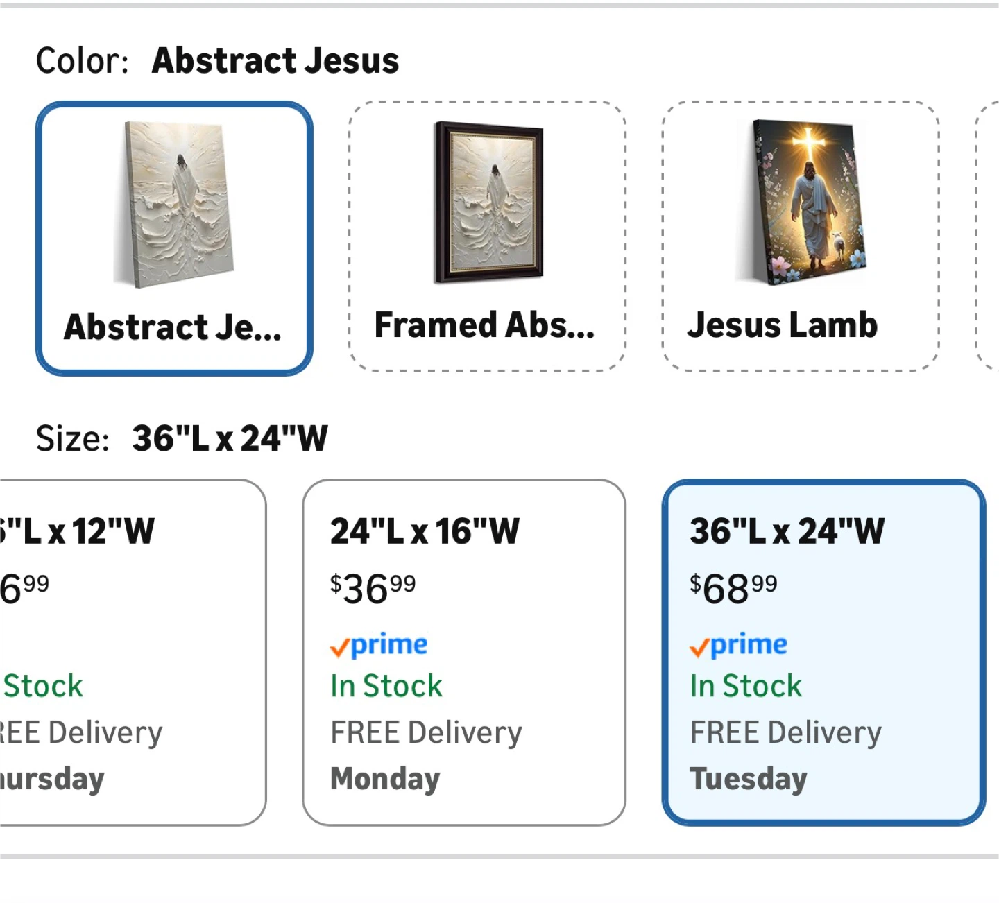 Abstract Jesus Walking on Water Canvas Wall Art 36"x24" - photo 5