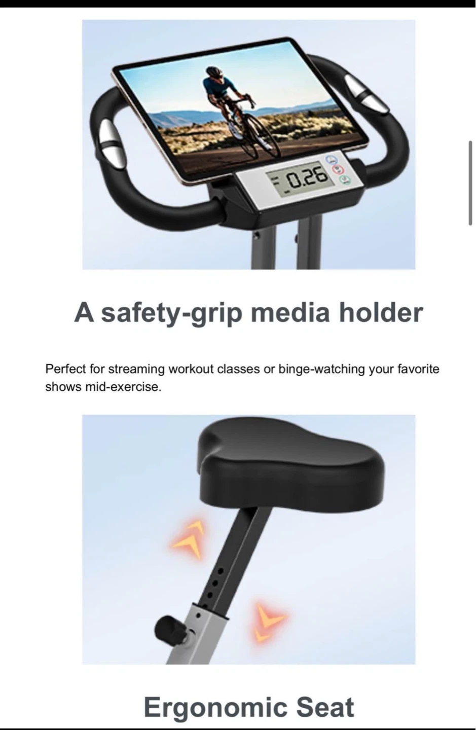 KALWOL Folding Exercise Bike with Media Holder - photo 4
